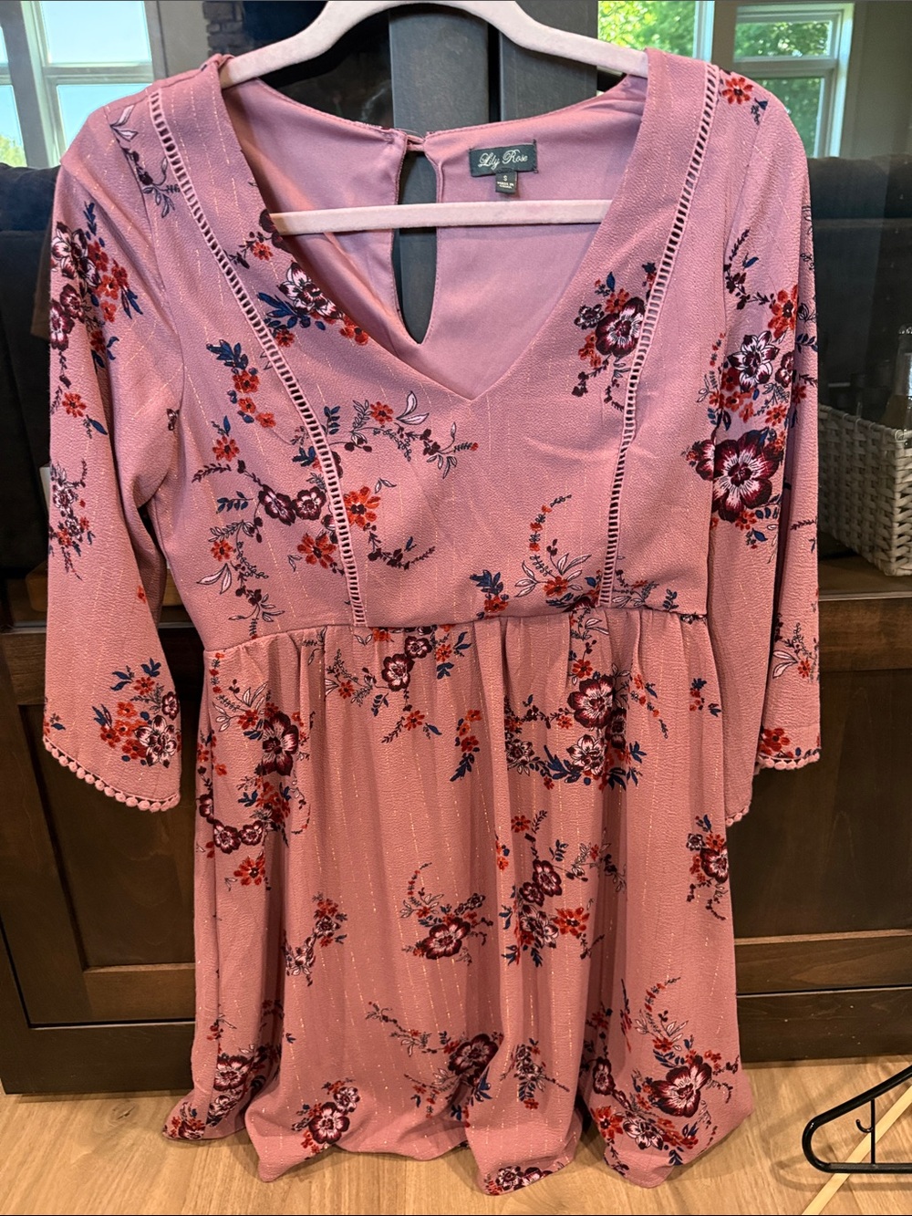 Lily Rose Dusty Pink Floral V-Neck Dress